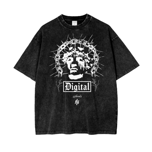 44BARBEDWIRE ACID WASH TEE